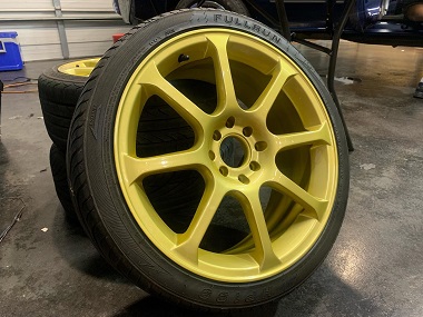 Honda wheels with yellow powder coat